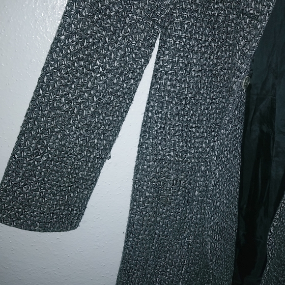 Anthropologie Beth Bowley L Tweed Double Breasted Overcoat in Black White - Picture 4 of 9